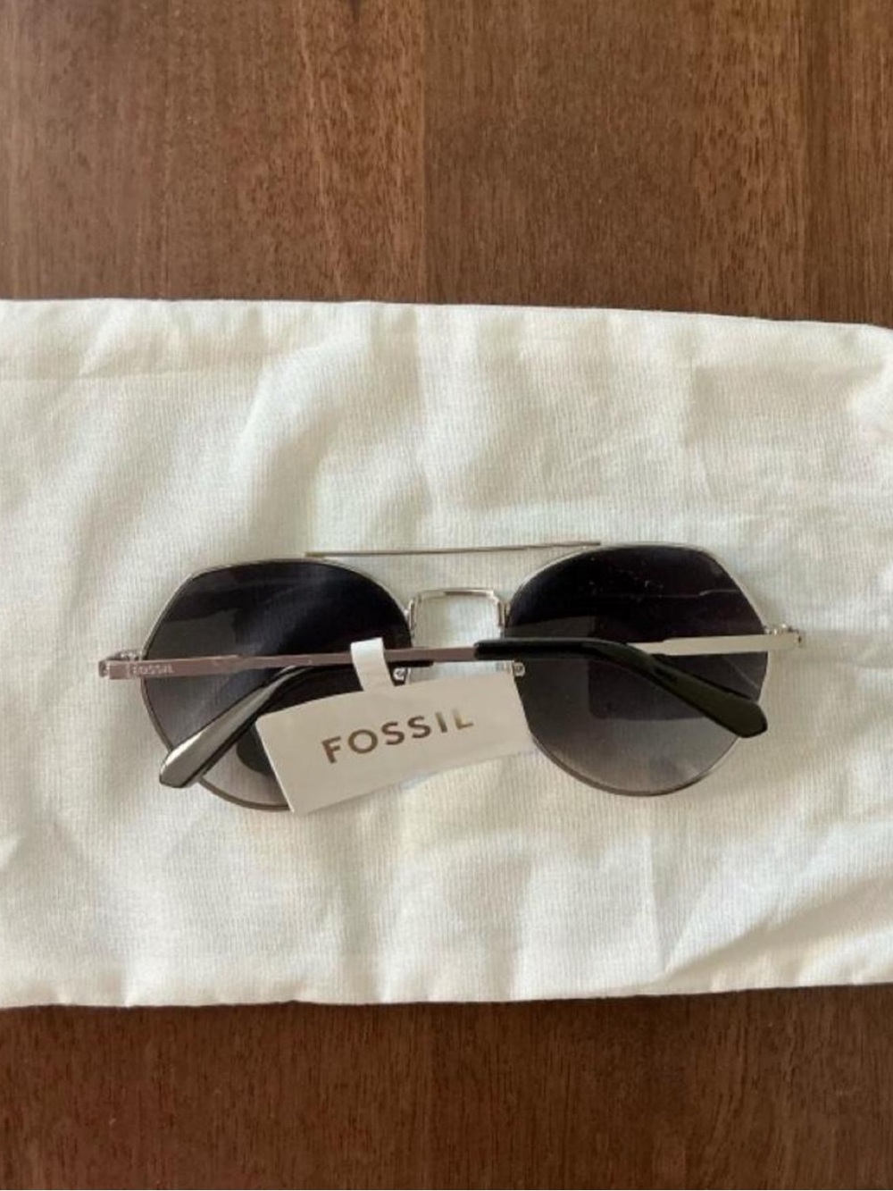 Fossil Silver Frame with Black Gradient Lenses Men's Sunglasses